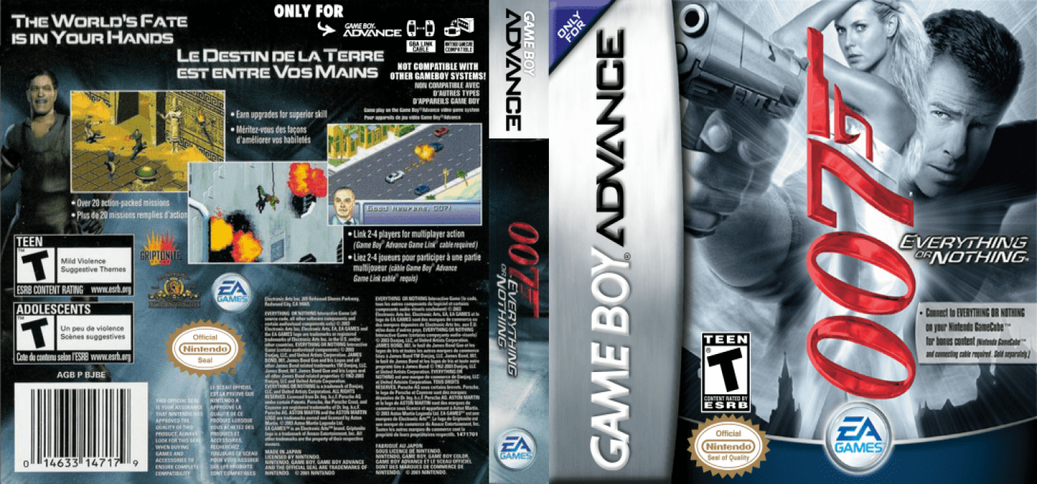007 : Everything or Nothing [US,EU] gba 2003 Box Art