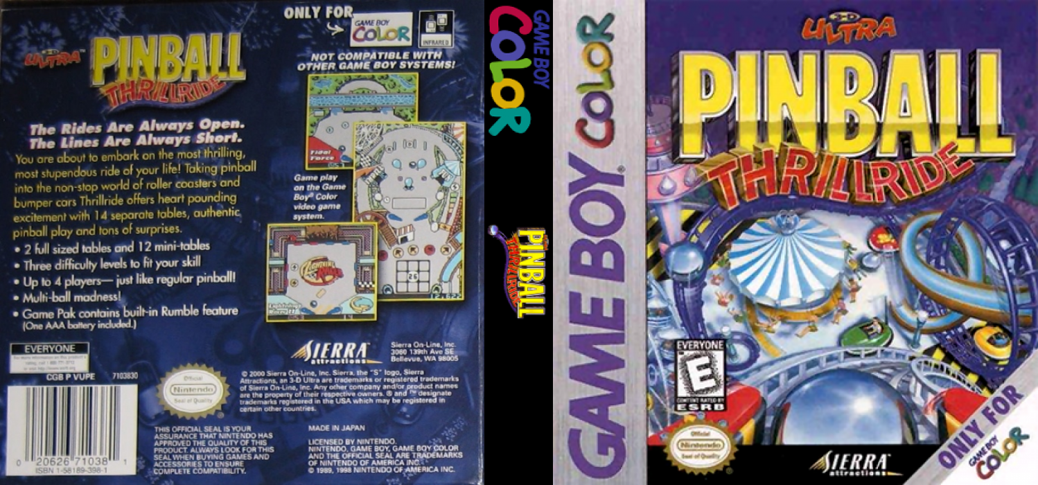 3-D Ultra Pinball : Thrillride [US] gbc 2001 Box Art