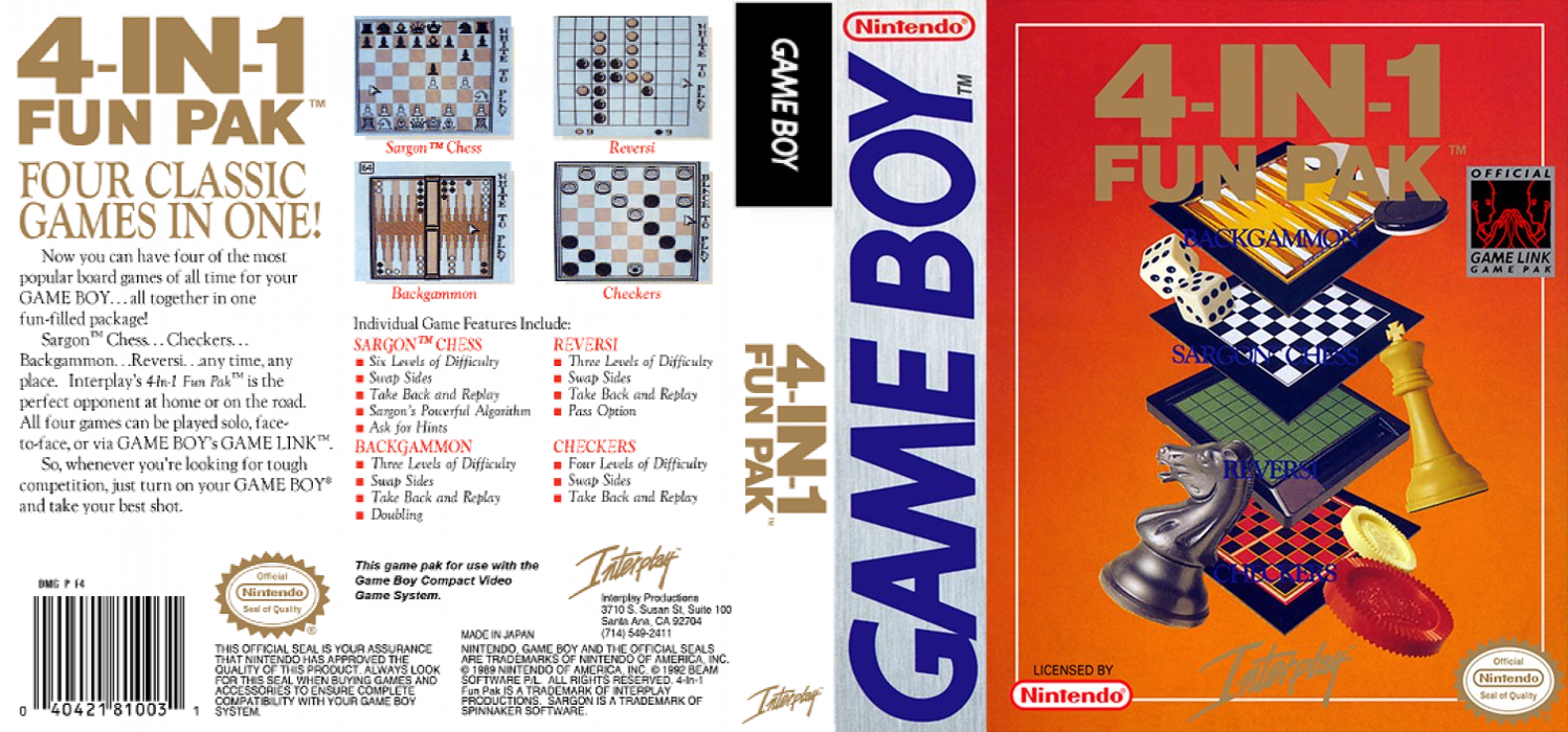 4-in-1 Fun Pak [US,EU] gb 1992 Box Art