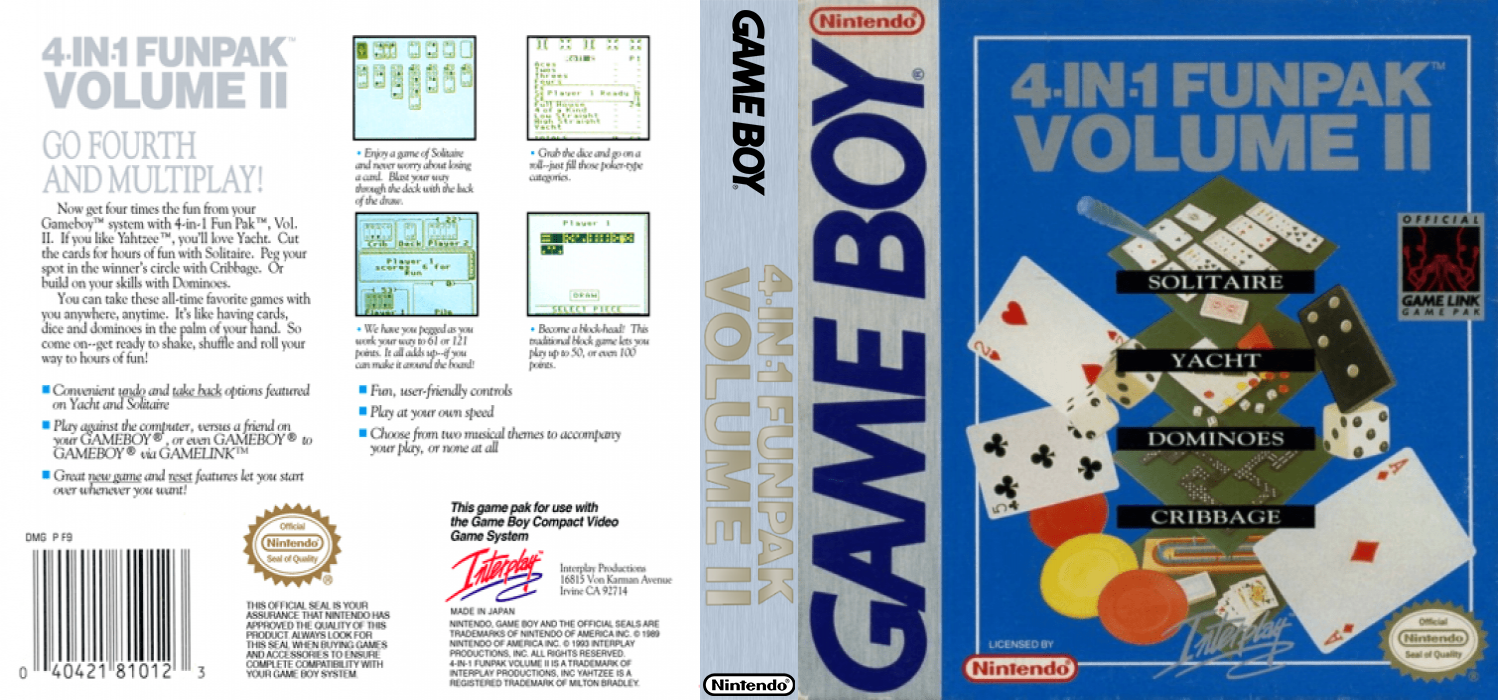 4-in-1 Fun Pak Volume II [US,EU] gb 1992 Box Art