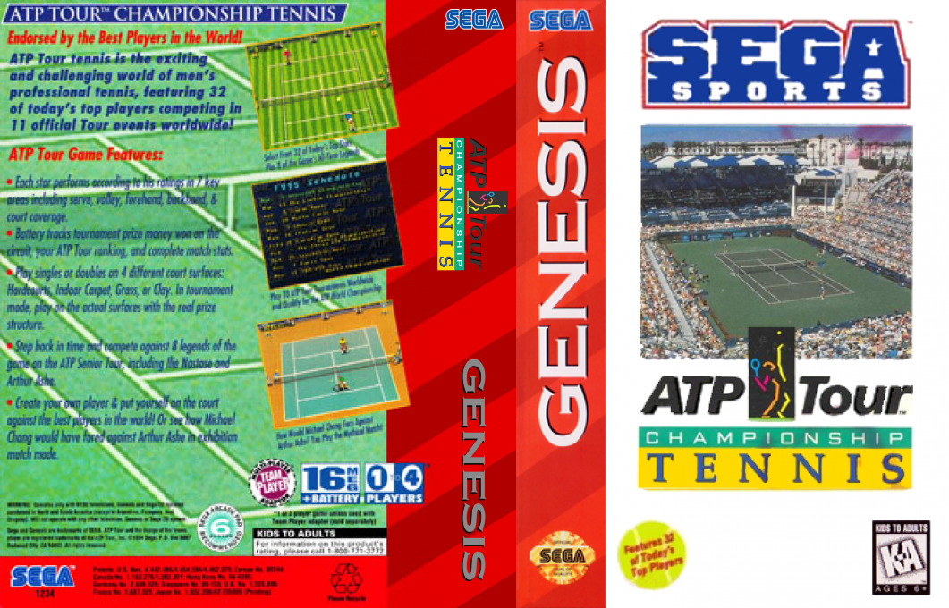 ATP Tour Championship Tennis [US] segaMD 1995 Box Art