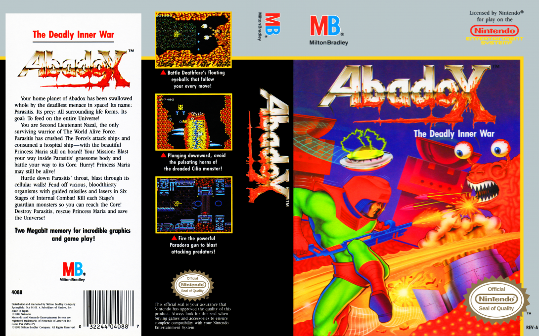 Abadox : The Deadly Inner War [US] nes 1990 Box Art