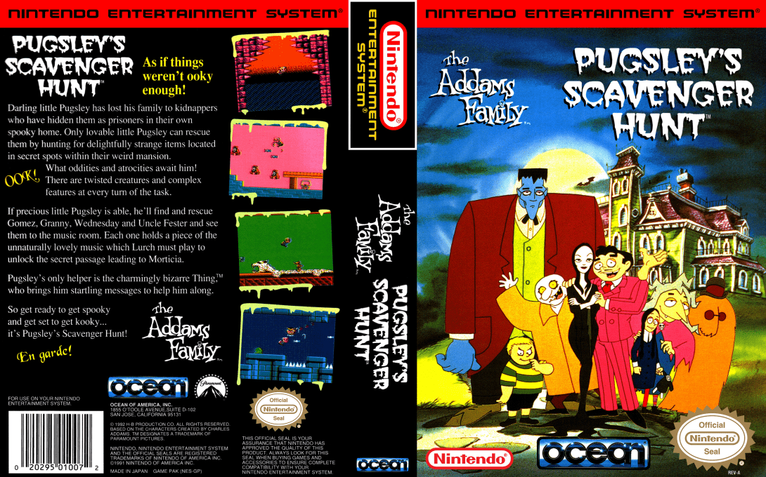 The Addams Family : Pugsley’s Scavenger Hunt [US] nes 1993 Box Art