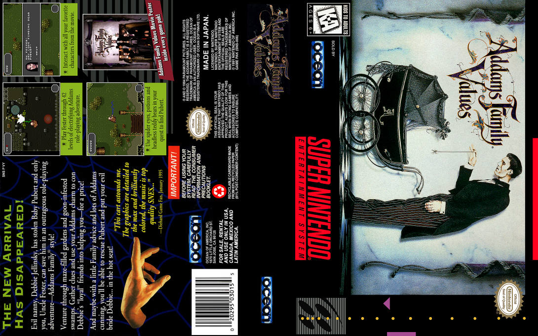 Addams Family Values [US] snes 1995 Box Art