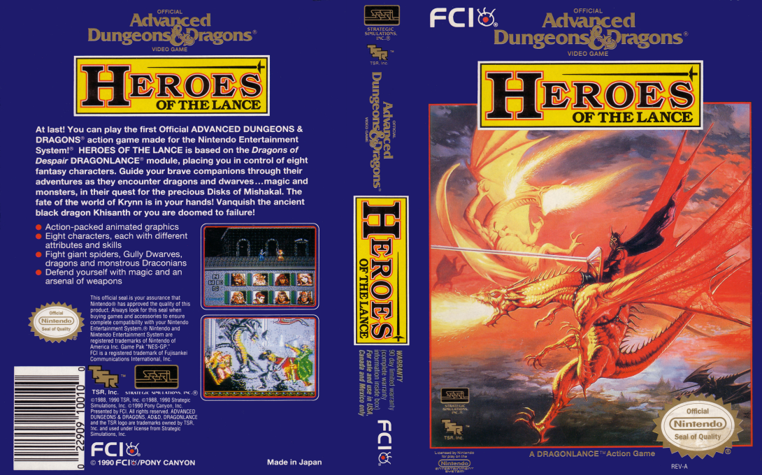 Heroes Of The Lance [US] nes 1991 Box Art