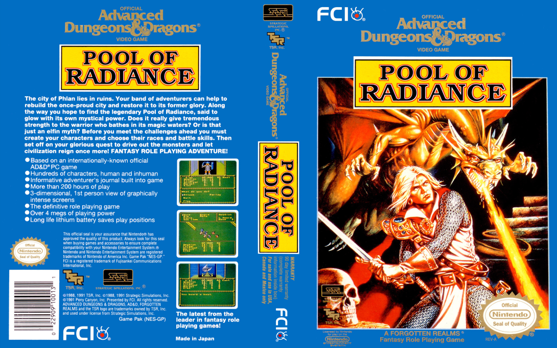 Pool of Radiance [US] nes 1992 Box Art