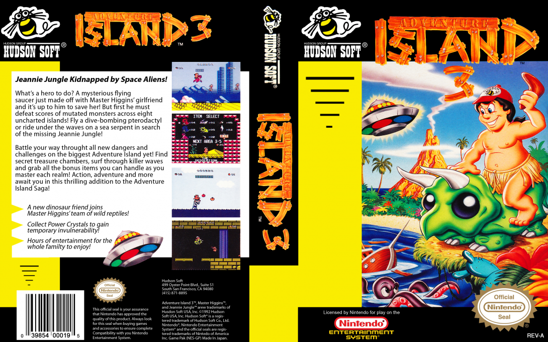 Adventure Island 3 [US] nes 1992 Box Art