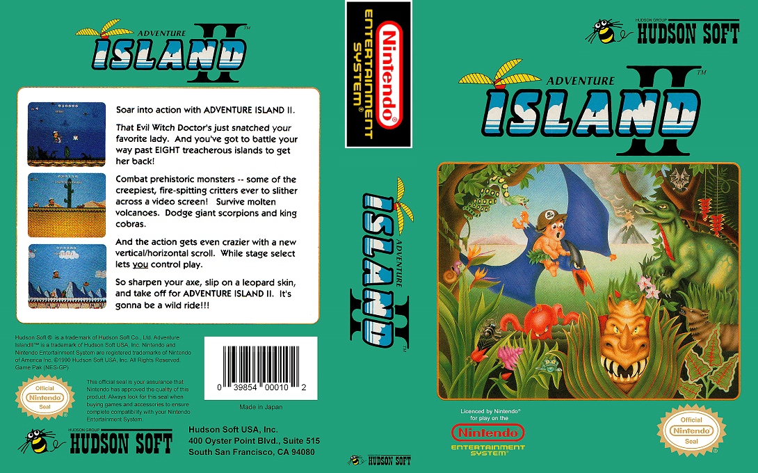 Adventure Island II [US] nes 1991 Box Art
