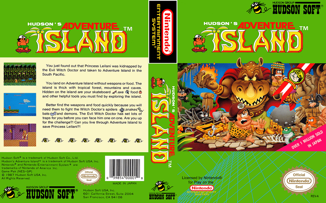Adventure Island [US] nes 1988 Box Art