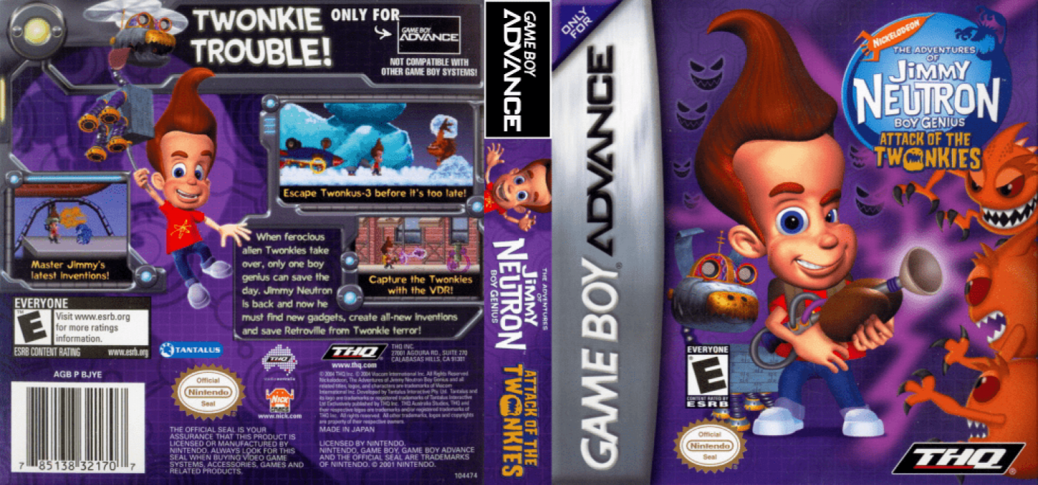 The Adventures of Jimmy Neutron Boy Genius: Attack of the Twonkies [US,EU] gba 2004 Box Art