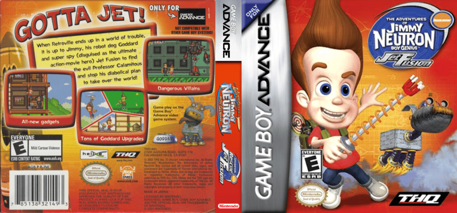 The Adventures of Jimmy Neutron Boy Genius: Jet Fu [US,EU] gba 2003 Box Art