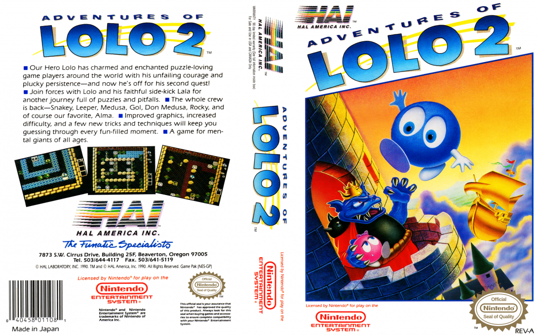 Adventures of Lolo 2 [US] nes 1990 Box Art
