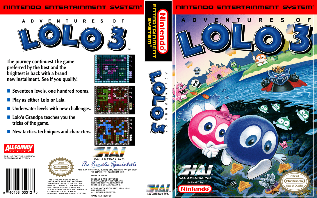 Adventures of Lolo 3 [US] nes 1991 Box Art