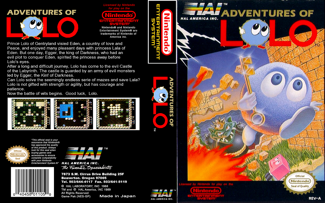 Adventures of Lolo [US] nes 1989 Box Art