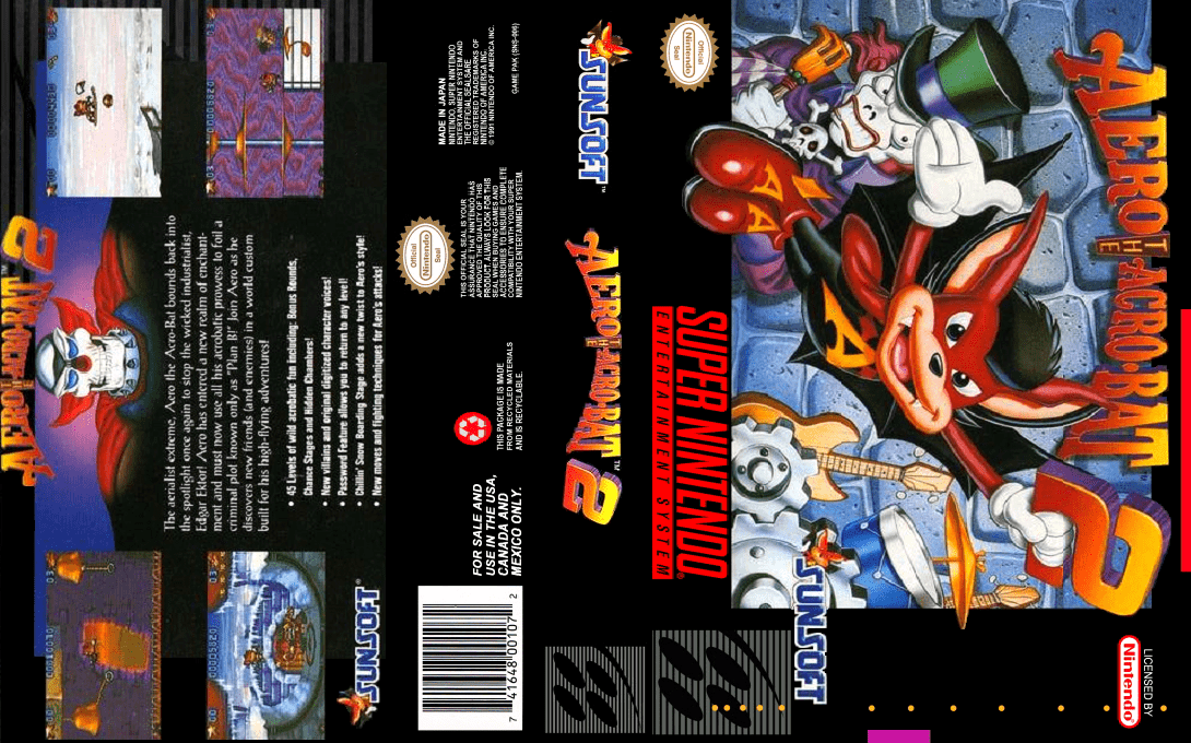 Aero the Acro-Bat 2 [US] snes 1994 Box Art