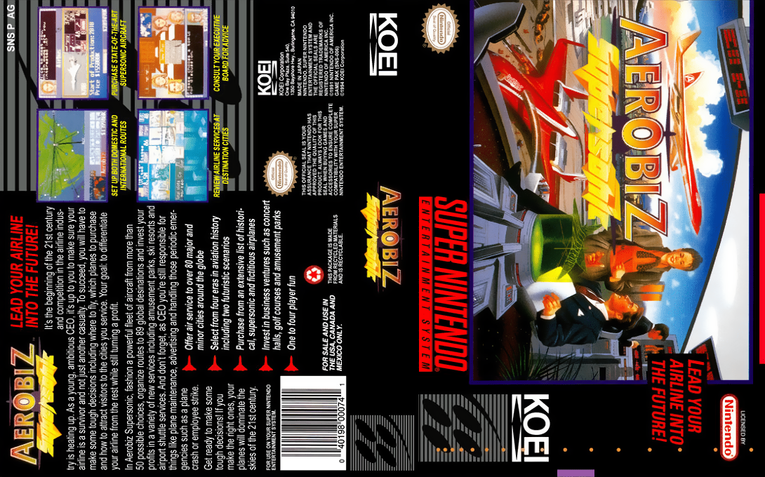 Aerobiz Supersonic [US] snes 1993 Box Art