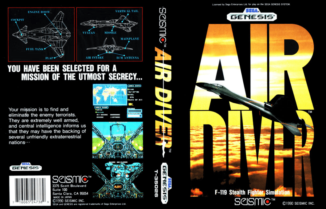 Air Diver [US] segaMD 1990 Box Art
