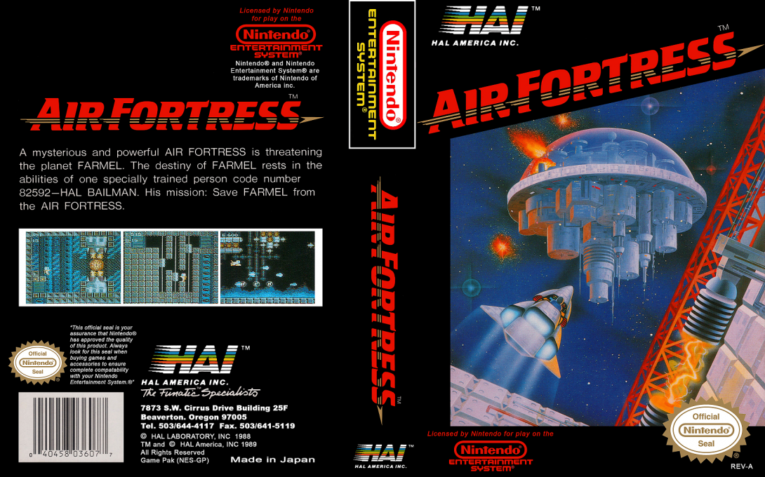 Air Fortress [US] nes 1989 Box Art