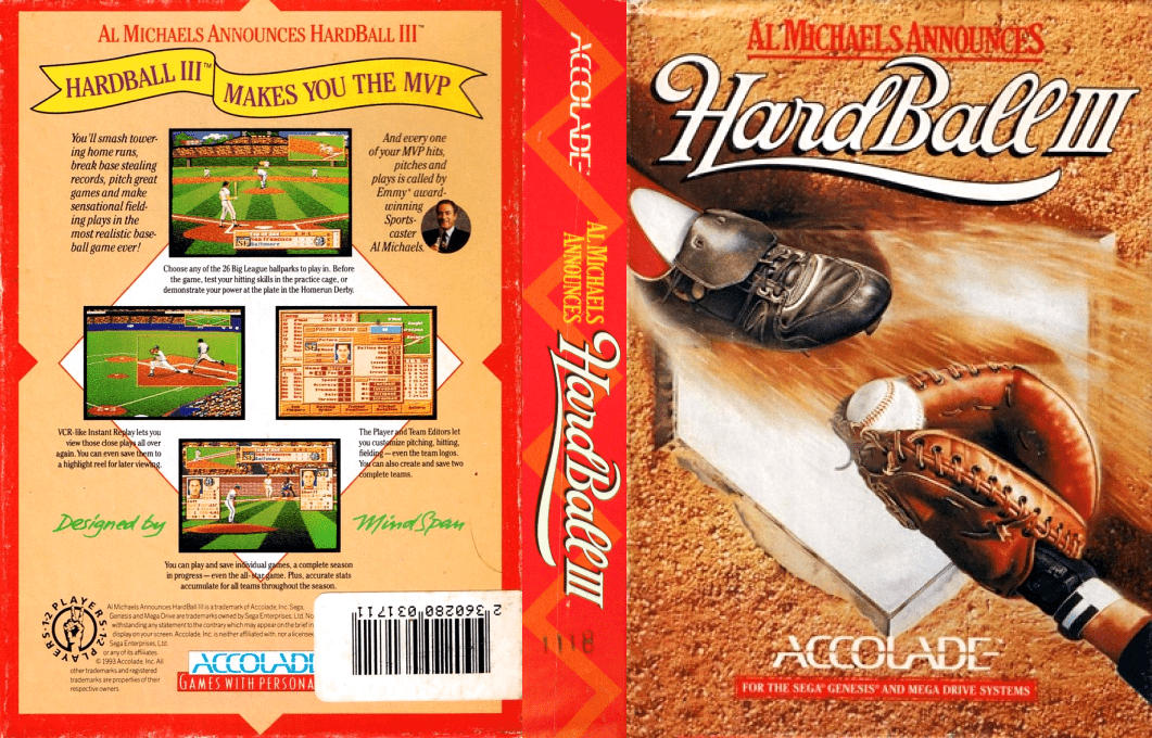 HardBall III [US,EU] segaMD 1993 Box Art
