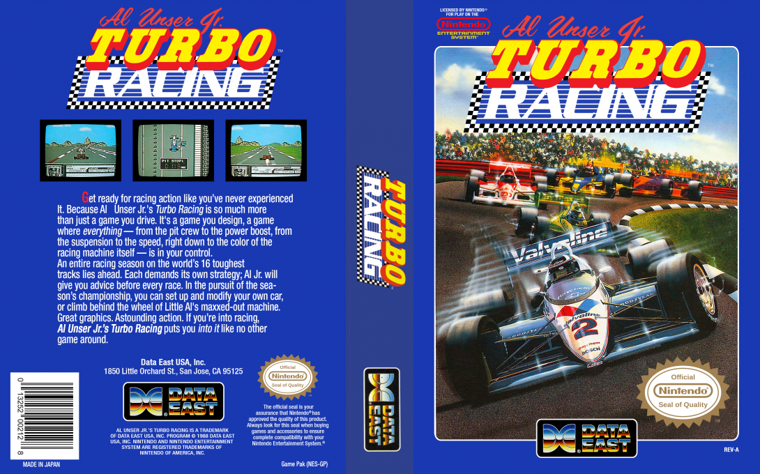Al Unser Jr. Turbo Racing [US] nes 1990 Box Art