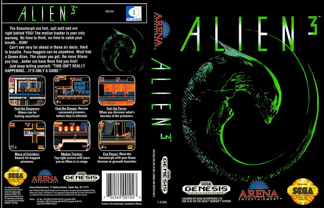Alien 3 [US,EU] segaMD 1992 Box Art