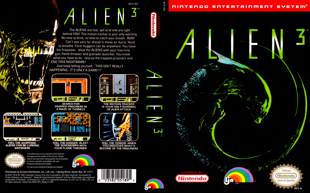 Alien 3 [US] nes 1993 Box Art
