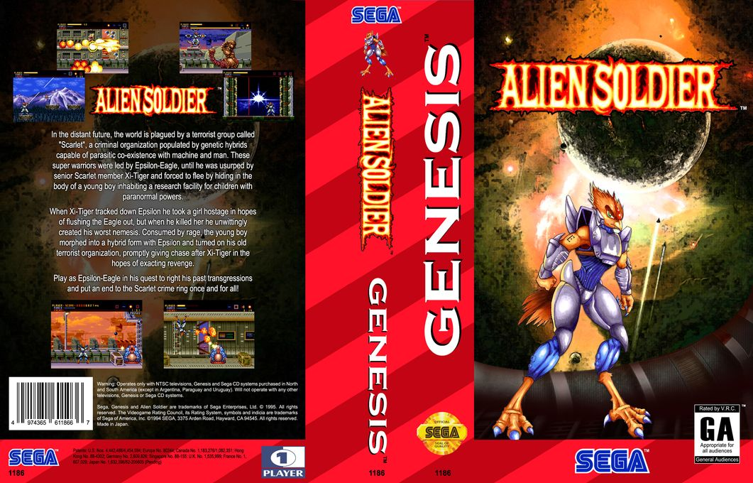Alien Soldier [US] segaMD 1995 Box Art