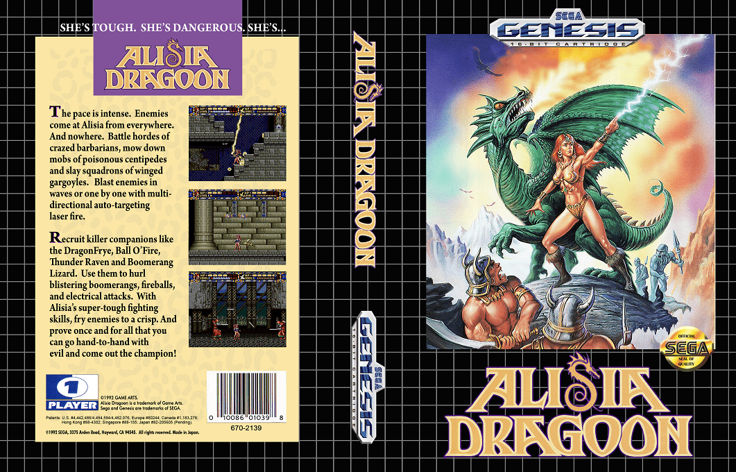 Alisia Dragoon [US] segaMD 1992 Box Art