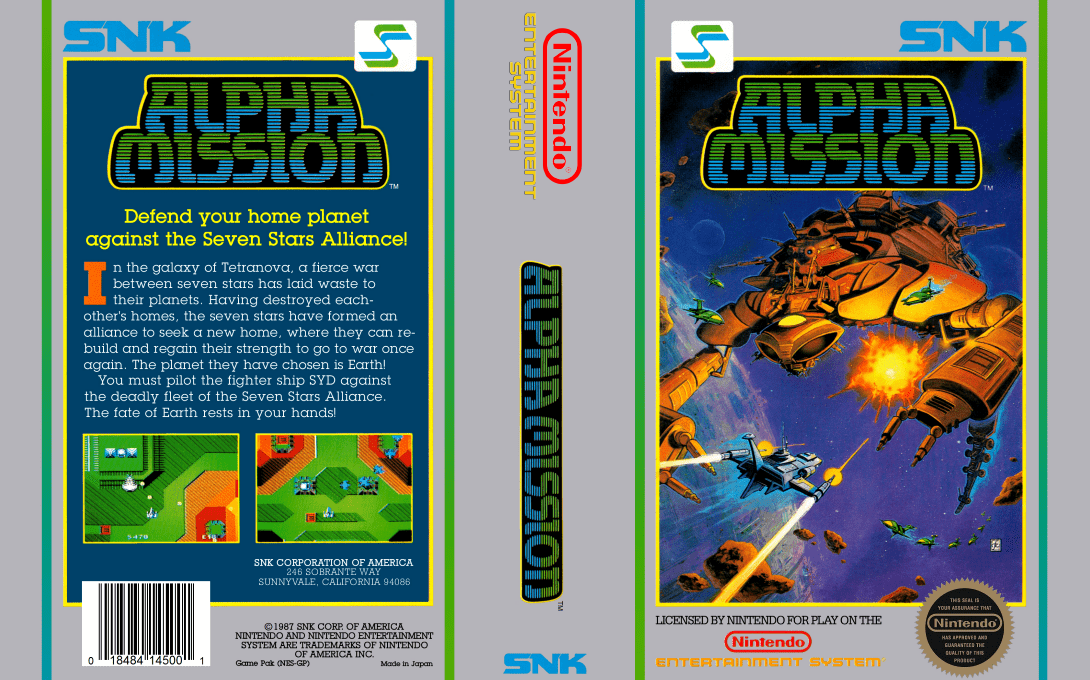 Alpha Mission [US] nes 1987 Box Art