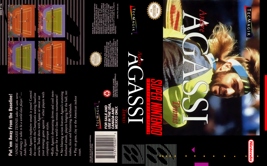 Andre Agassi Tennis [US] snes 1993 Box Art