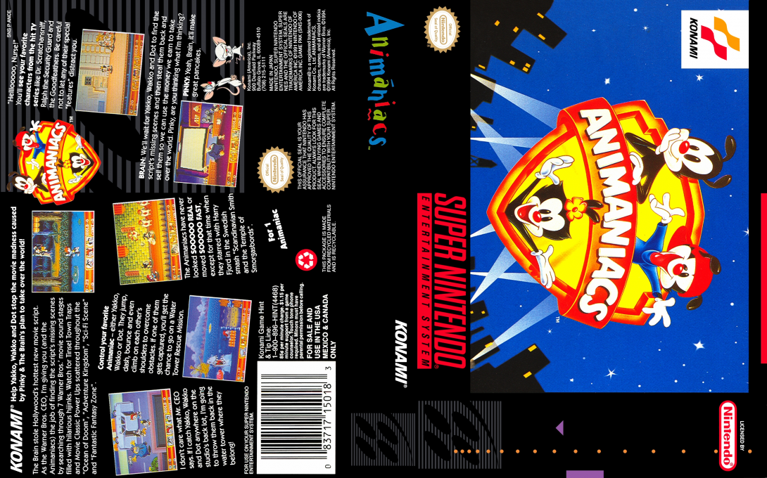 Animaniacs [US] snes 1994 Box Art