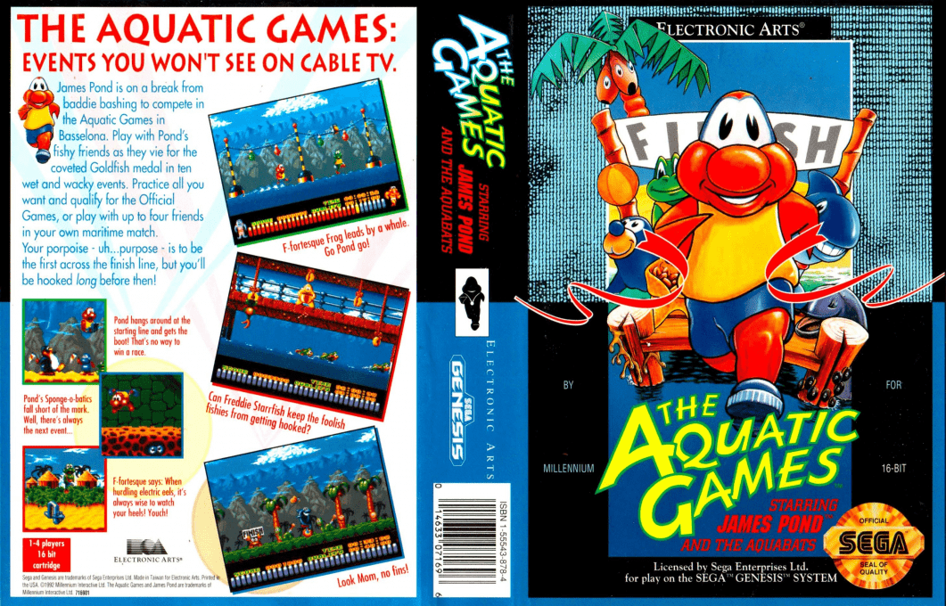 The Aquatic Games Starring James Pond and the Aquabats [US,EU] segaMD 1992 Box Art
