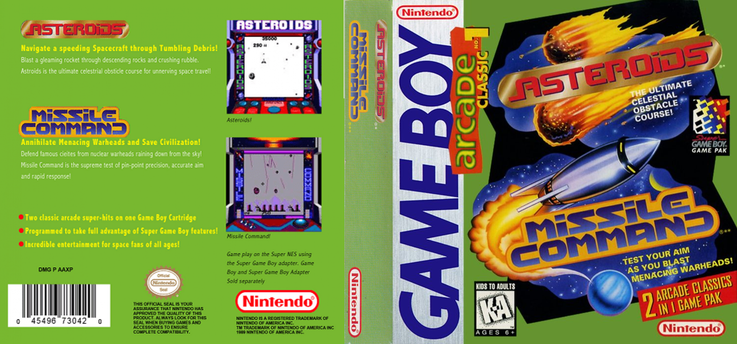 Arcade Classic No. 1 – Asteroids & Missile Command [US,EU] gb 1995 Box Art