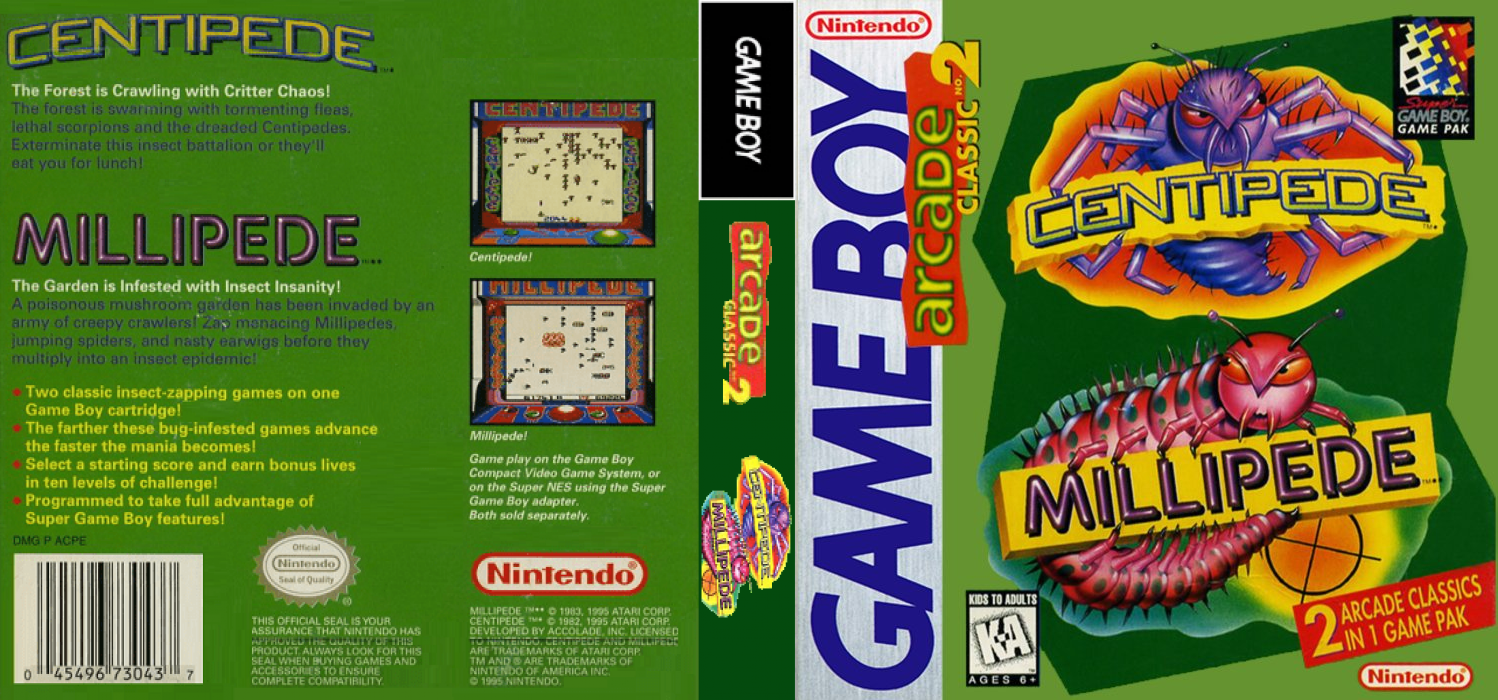 Arcade Classic No. 2 : Centipede & Millipede [US,EU] gb 1995 Box Art