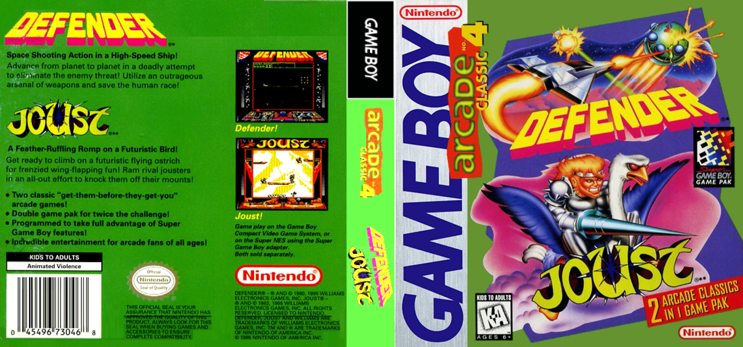 Arcade Classic No. 4 : Defender & Joust [US,EU] gb 1995 Box Art