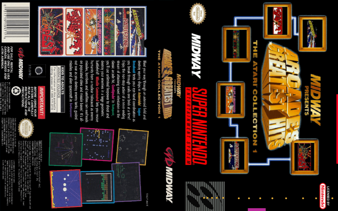Arcade’s Greatest Hits : The Atari Collection 1 [US] snes 1997 Box Art