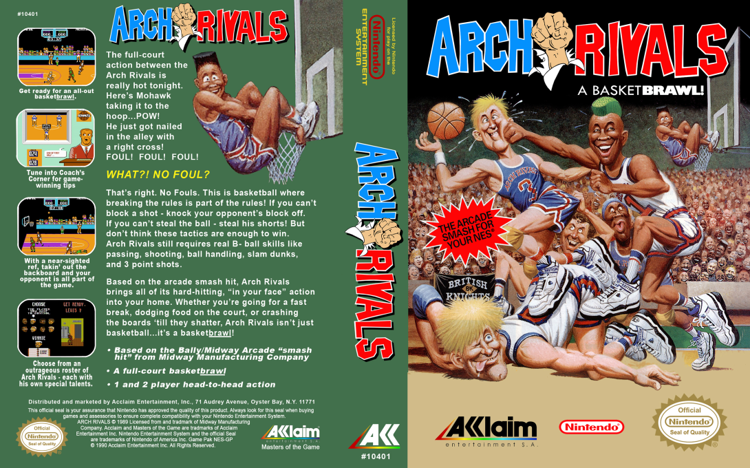 Arch Rivals : A Basketbrawl! [US] nes 1990 Box Art