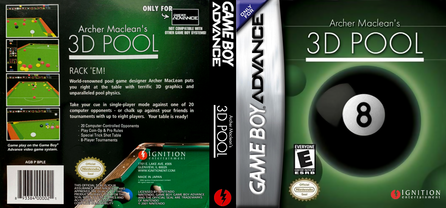 Archer Maclean’s 3D Pool [US] gba 2004 Box Art