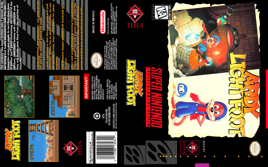 Ardy Lightfoot [US] snes 1994 Box Art