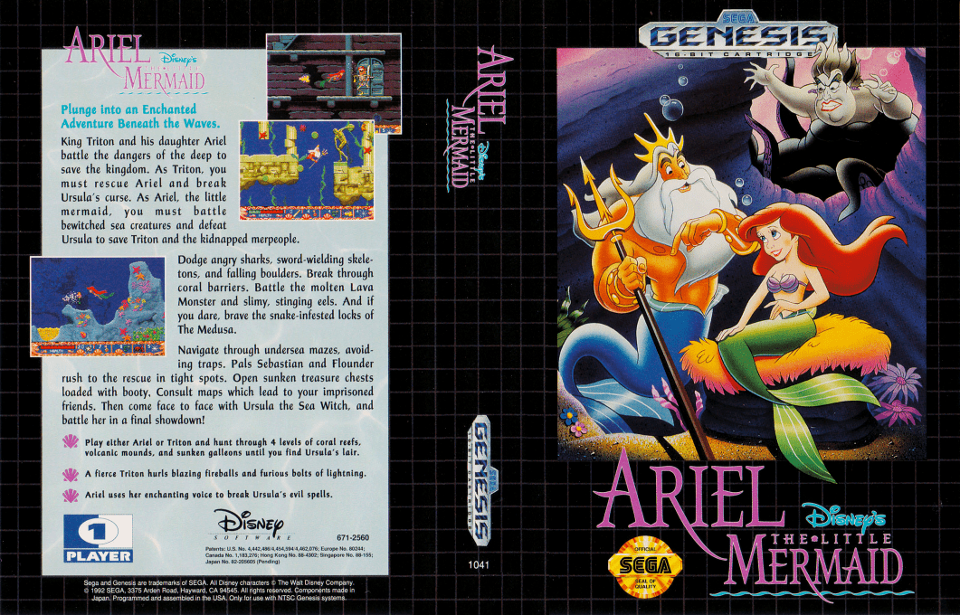 Ariel the Little Mermaid [US,EU] segaMD 1992 Box Art