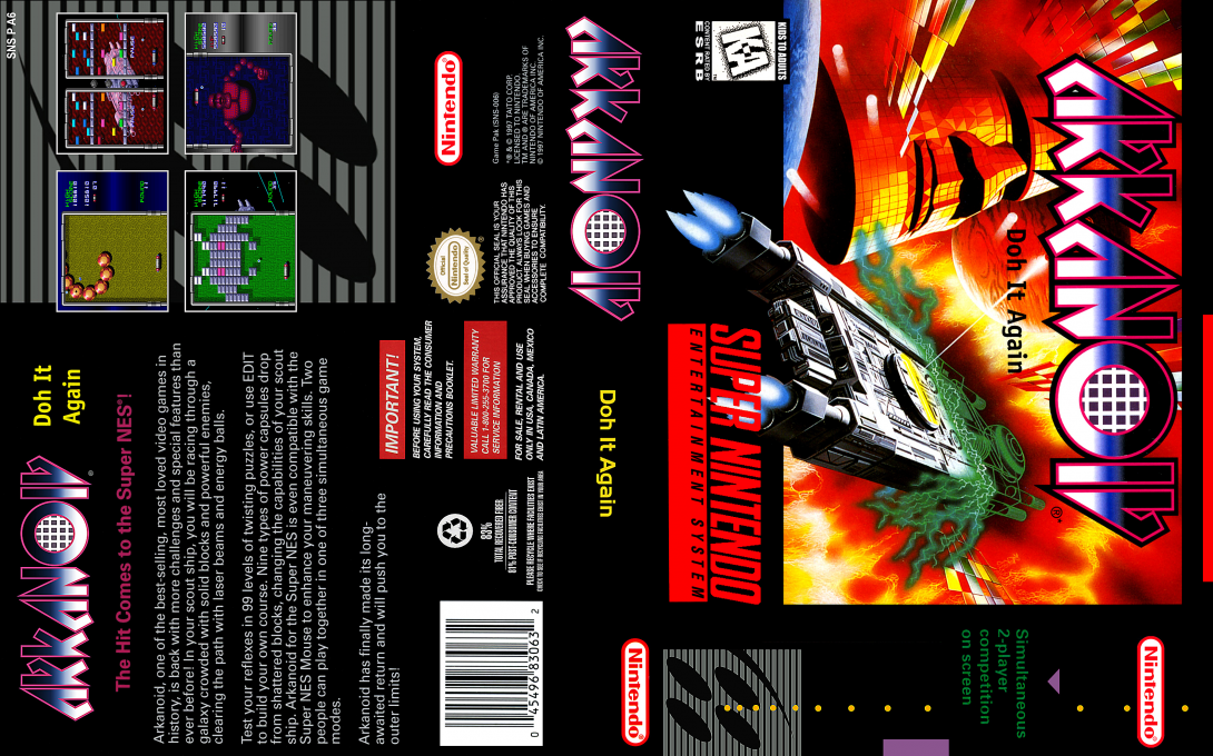 Arkanoid : Doh It Again [US] snes 1997 Box Art