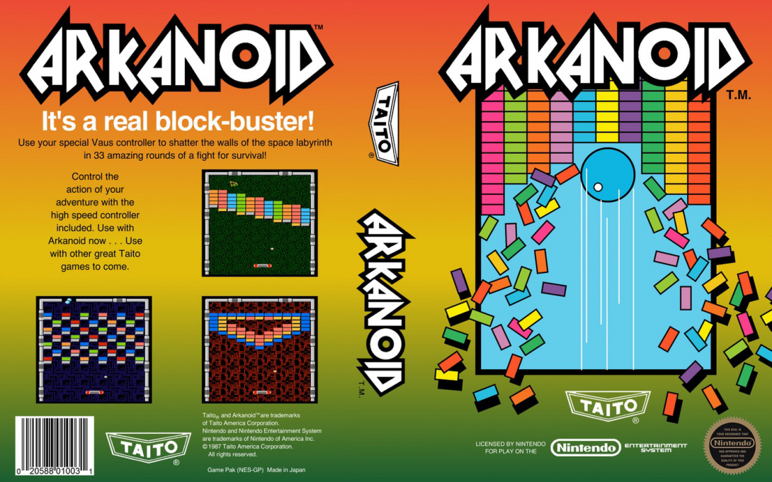 Arkanoid [US] nes 1987 Box Art