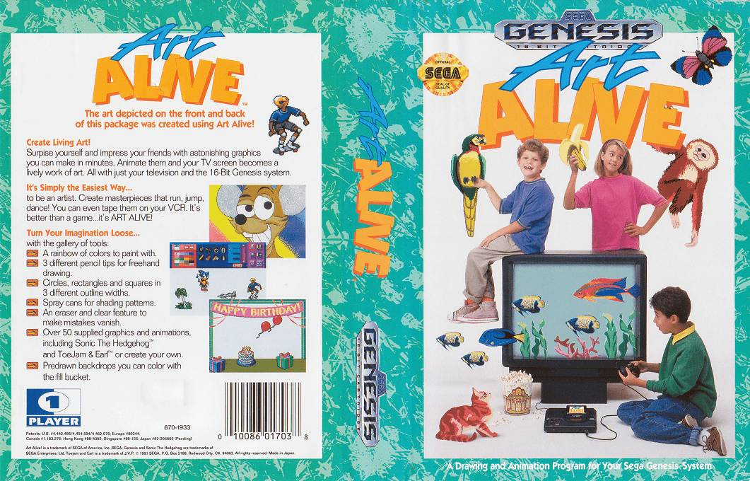 Art Alive [WOR] segaMD 1991 Box Art