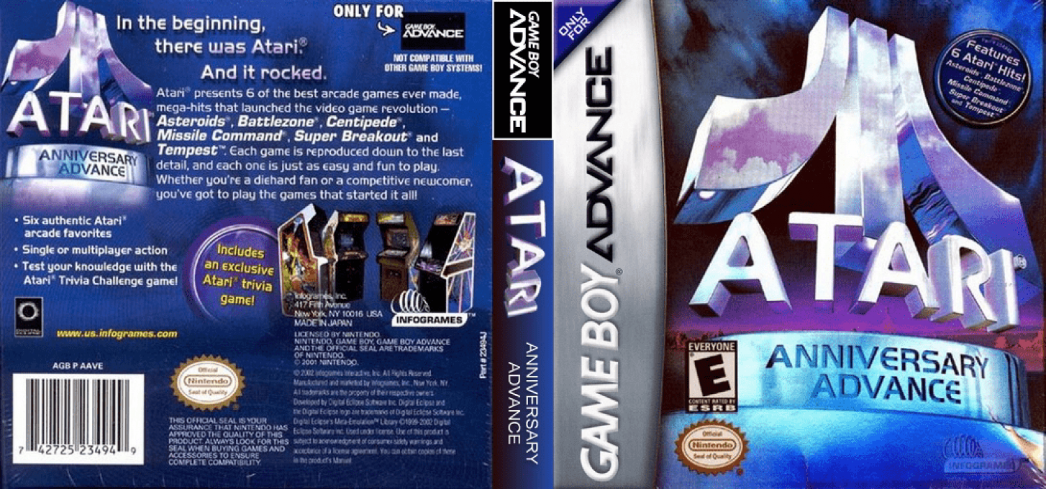 Atari Anniversary Advance [US] gba 2002 Box Art