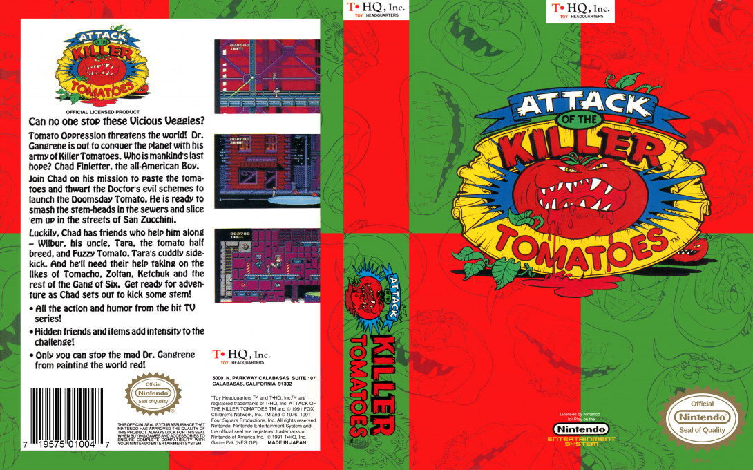 Attack of the Killer Tomatoes [US] nes 1992 Box Art