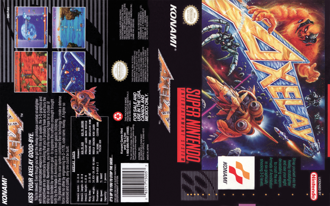 Axelay [US] snes 1992 Box Art