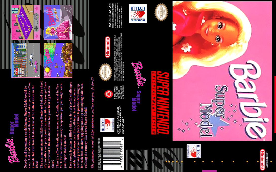 Barbie Super Model [US] snes 1993 Box Art