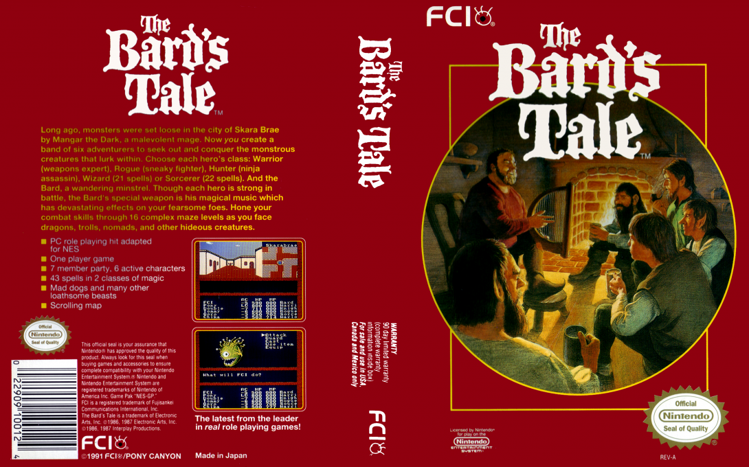 The Bard’s Tale [US] nes 1991 Box Art