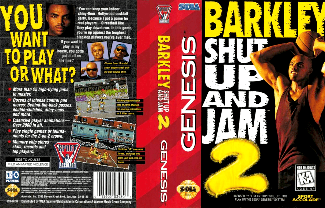 Barkley Shut Up and Jam 2 [US] segaMD 1995 Box Art