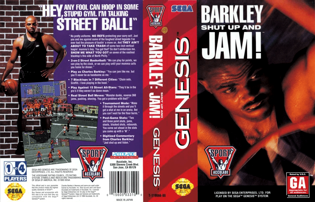Barkley Shut Up and Jam! [US,EU] segaMD 1994 Box Art